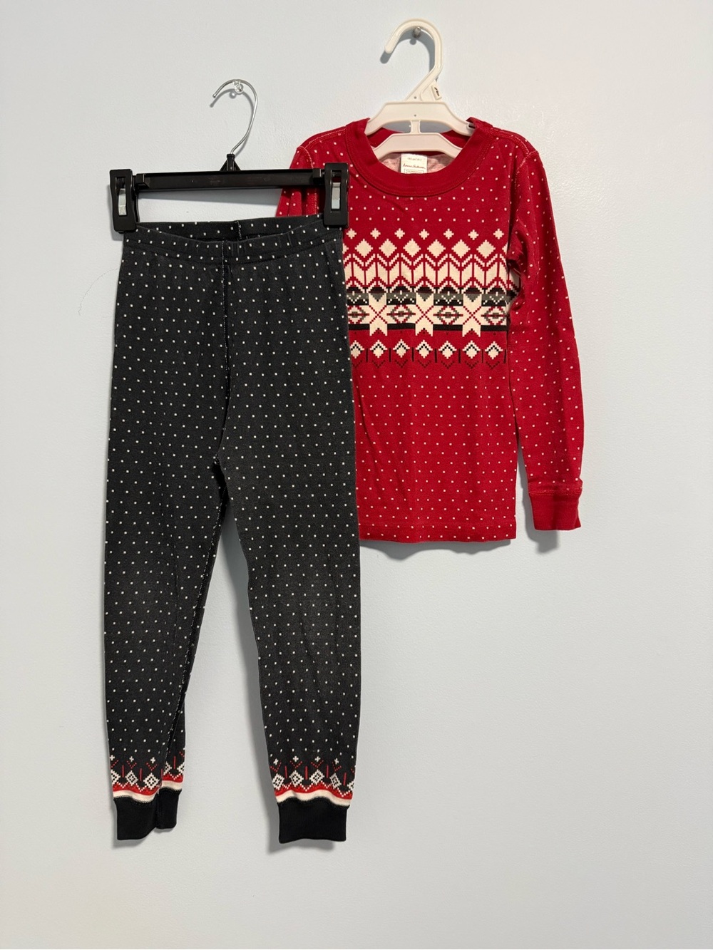 Hanna Andersson Pajama Set Kids 5(110 cm)Organic Cotton Red Black Fair Isle